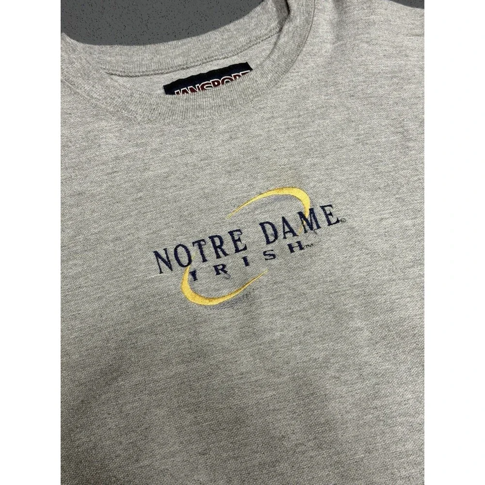 Vintage 90s JanSport Notre Dame Sweatshirt Mens XL USA Made Center Logo Grey